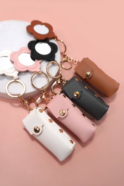 Leather Lipstick Holder Bag Keychain