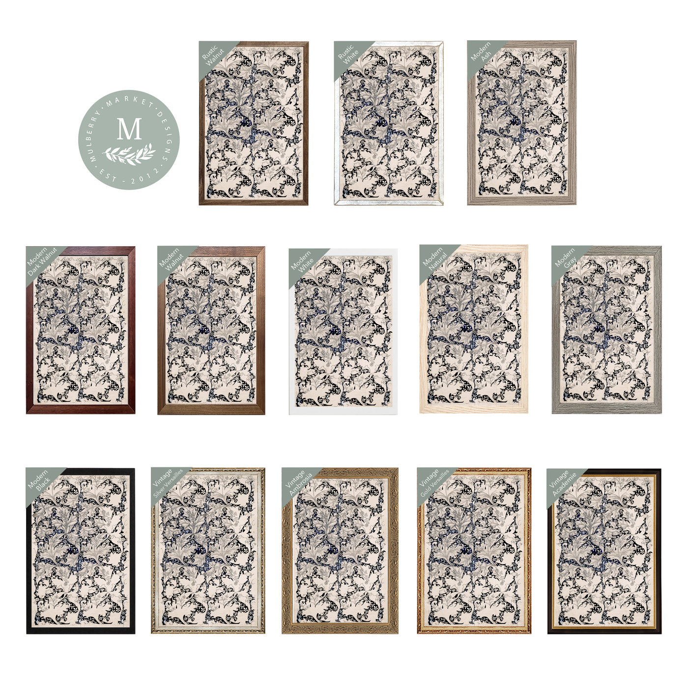 Vintage Art Set Gold Framed Art - Mulberry Market Designs