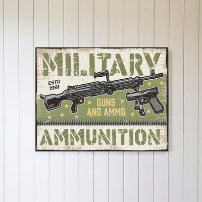 Military Ammunition Camo Metal Sign - Mulberry Market Designs
