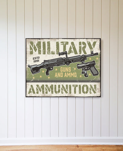Military Ammunition Camo Metal Sign - Mulberry Market Designs