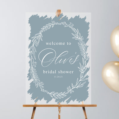 Acrylic Bridal Shower Sign | Laurel Wreath - Mulberry Market Designs