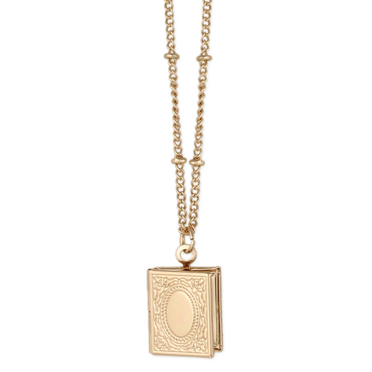 Gold Book Secret Locket Necklace
