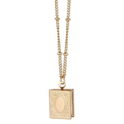 Gold Book Secret Locket Necklace
