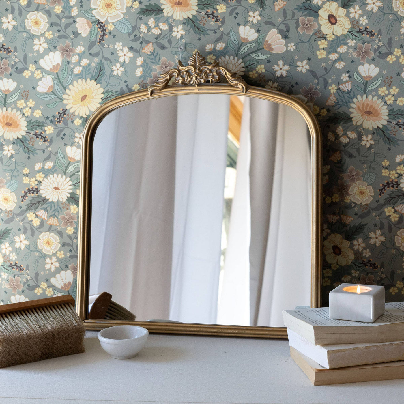 Antique Vintage Brass Wall Mirror - Mulberry Market Designs
