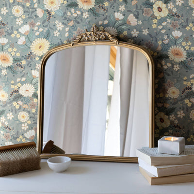 Antique Vintage Brass Wall Mirror - Mulberry Market Designs