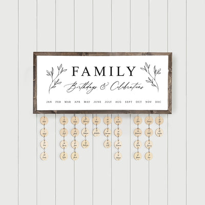 Perpetual Family Birthdays & Celebrations Calendar Sign with Tags - Mulberry Market Designs