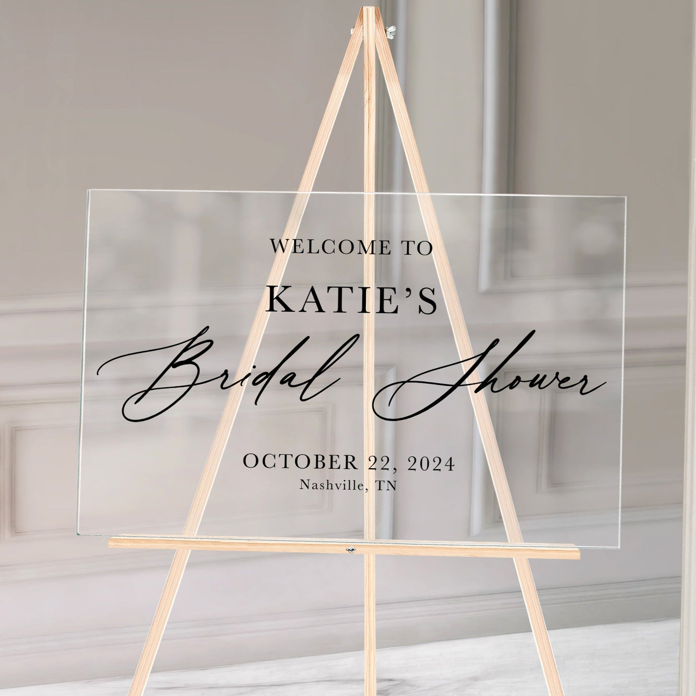 Acrylic Bridal Shower Sign - Custom Wedding Reception Sign - Mulberry Market Designs
