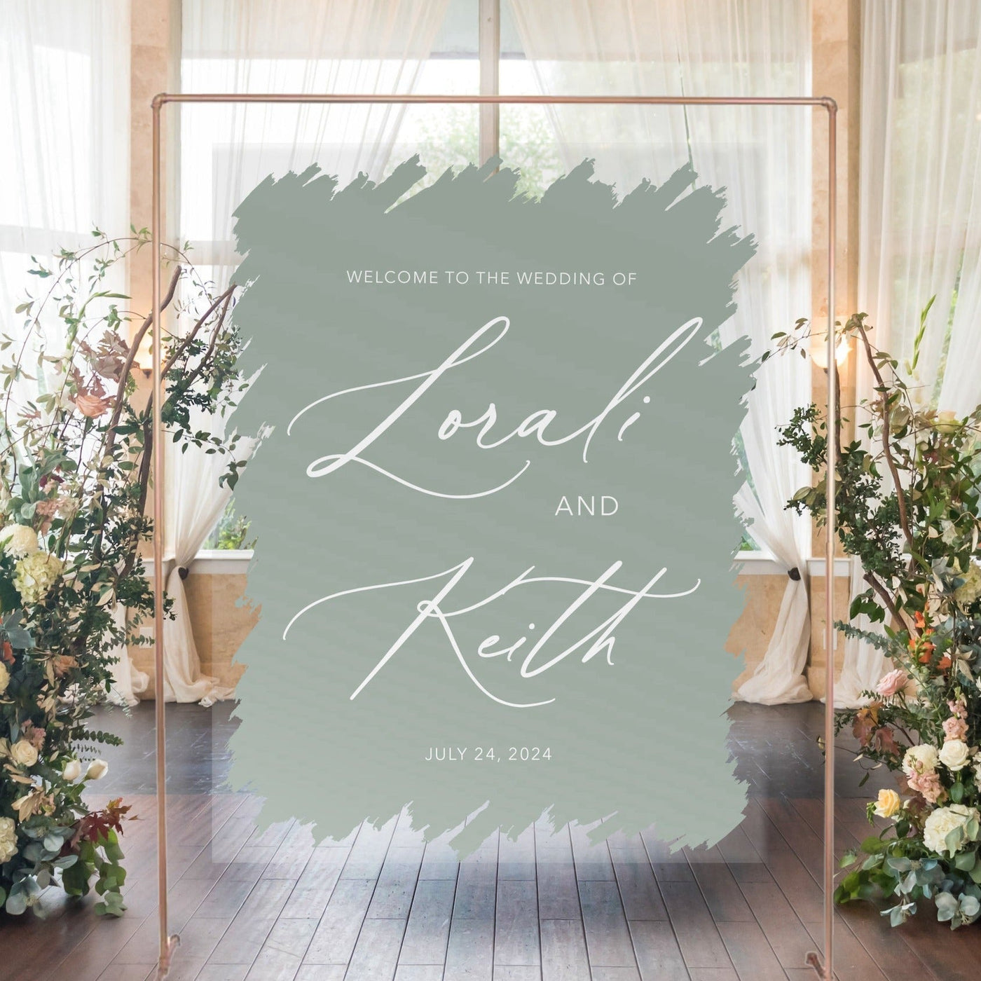 Brushed Acrylic Wedding Welcome Sign - Mulberry Market Designs