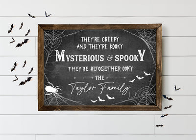 Personalized They're Creepy & They're Kooky Wood Halloween Sign - Mulberry Market Designs