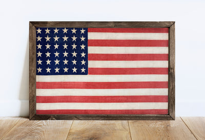 Patriotic American Flag | Wood Framed Sign - Mulberry Market Designs