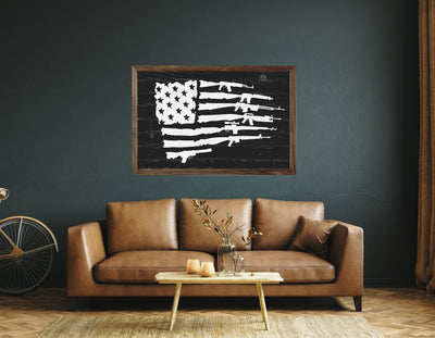 American Flag Gun Enthusiast Wood Wall Art - Mulberry Market Designs