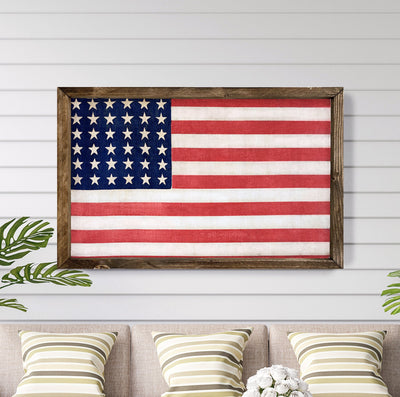 Patriotic American Flag | Wood Framed Sign - Mulberry Market Designs