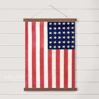 American Flag Hanging Canvas Art - Mulberry Market Designs