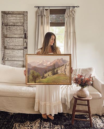 Mountains Painting Vintage Gold Framed - Mulberry Market Designs