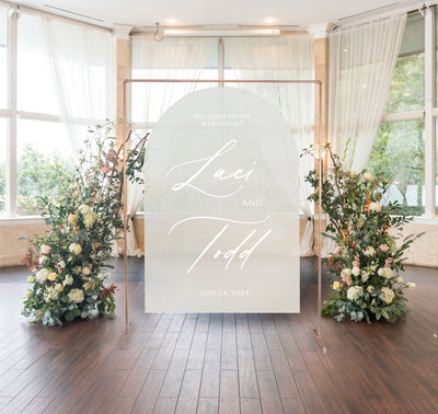 Arched Acrylic Welcome Wedding Sign - Mulberry Market Designs
