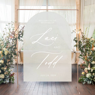 Arched Acrylic Welcome Wedding Sign - Mulberry Market Designs