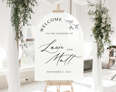 Arched Acrylic Wedding Welcome Sign - Mulberry Market Designs