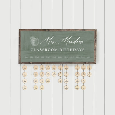 Personalized Teacher Classroom Birthday Calendar Sign with Tags - Mulberry Market Designs