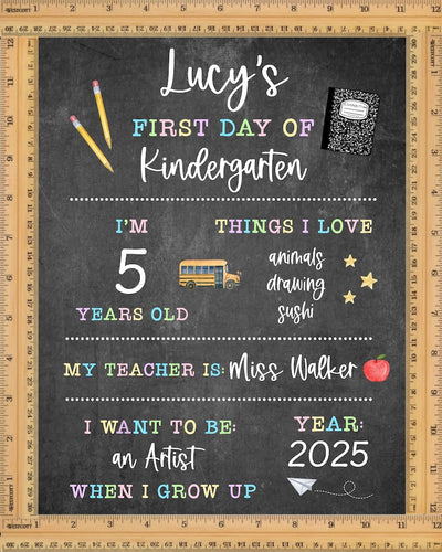 Personalized Back to School Chalkboard Sign 1st Day of School