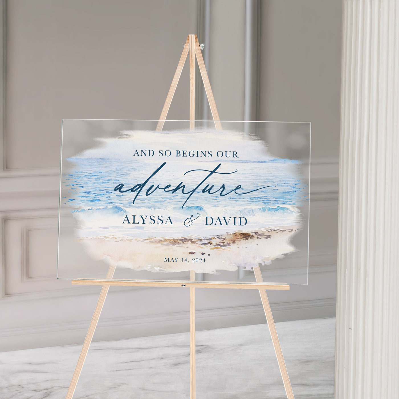 Beach Waves Acrylic Wedding Welcome Sign - Mulberry Market Designs