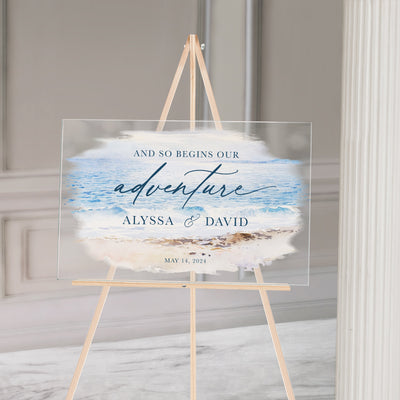 Beach Waves Acrylic Wedding Welcome Sign - Mulberry Market Designs