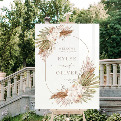 Boho Floral Acrylic Wedding Welcome Sign - Mulberry Market Designs