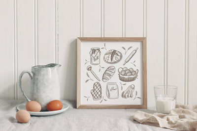Sourdough Breadmaking Art Wood Framed Sign - Mulberry Market Designs