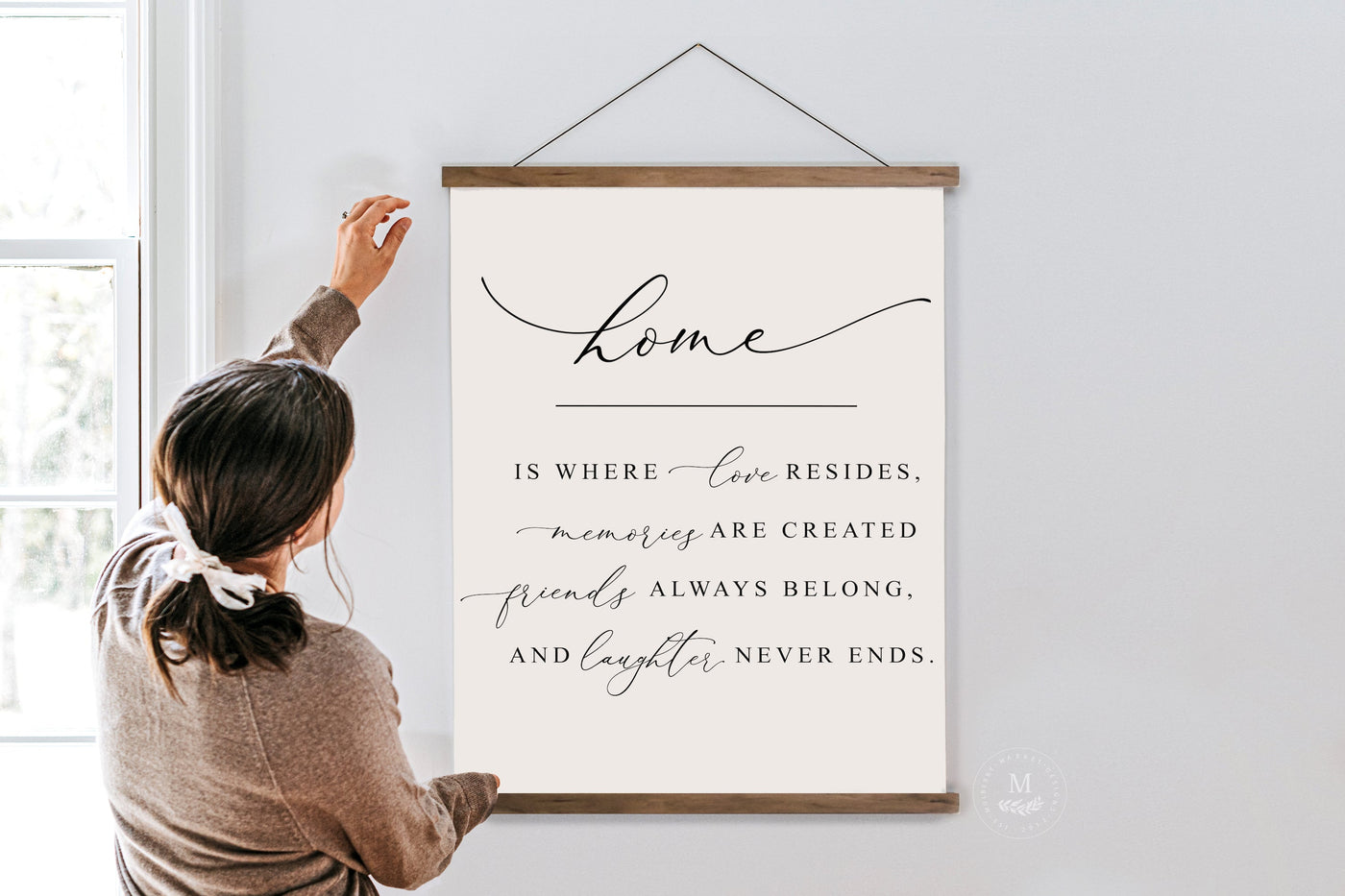 Home Is Where Love Resides Hanging Canvas Sign - Mulberry Market Designs