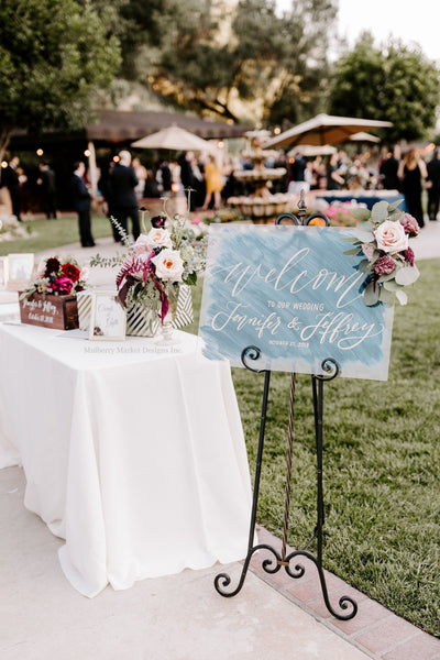 Personalized Brushed Acrylic Wedding Welcome Sign - Mulberry Market Designs