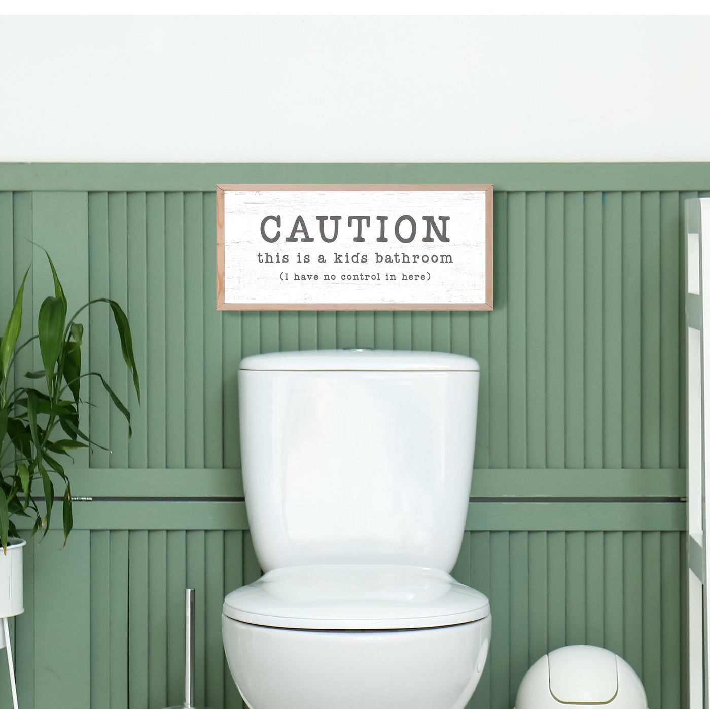 Caution Kids Bathroom Wood Sign - Mulberry Market Designs