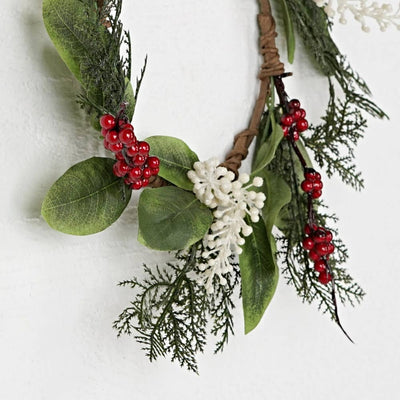 Christmas Wreath with Magnolia Leaves & Red Berries 15" - Mulberry Market Designs