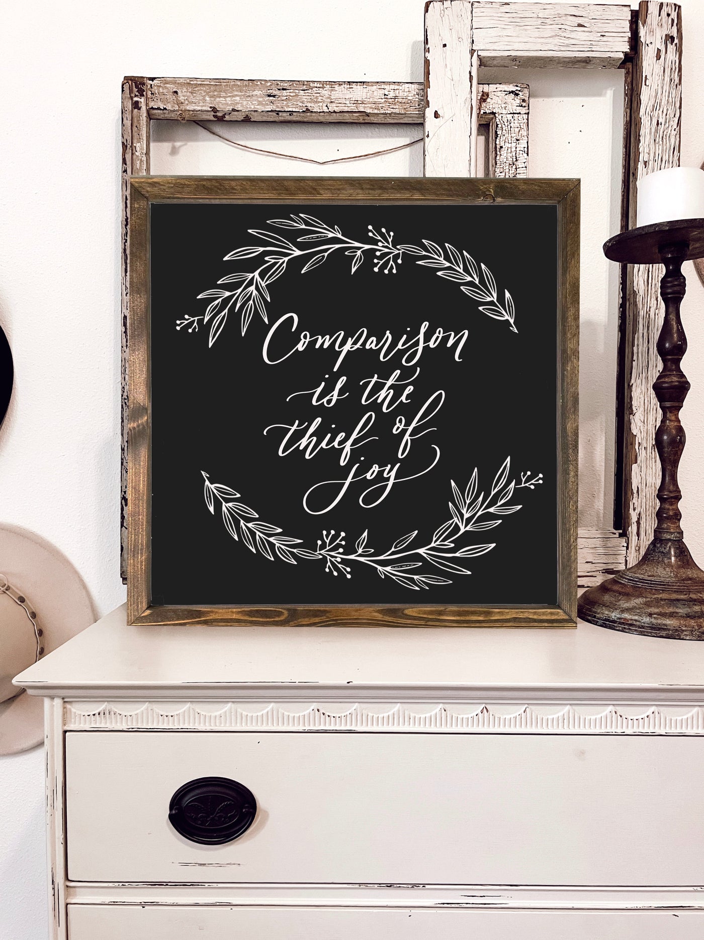 Comparison Is The Thief of Joy Farmhouse Sign - Mulberry Market Designs