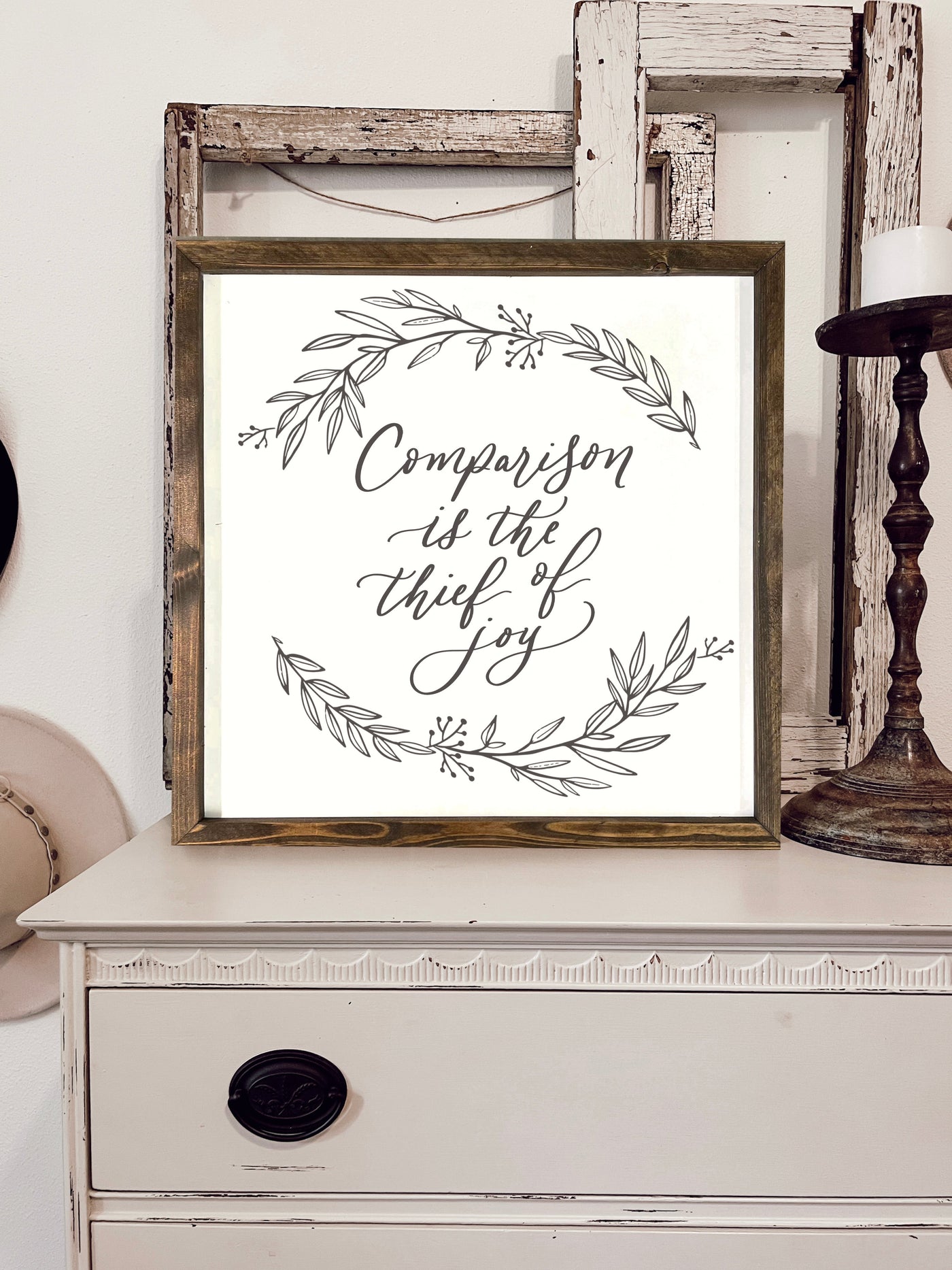 Comparison Is The Thief of Joy Farmhouse Sign - Mulberry Market Designs