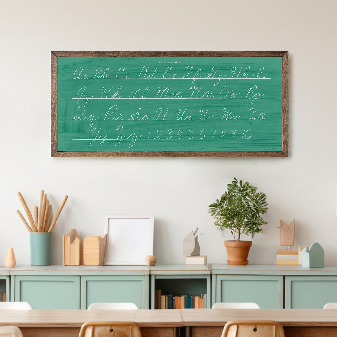 Old School Cursive Alphabet Sign | Green