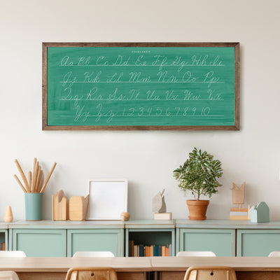 Old School Cursive Alphabet Sign | Green