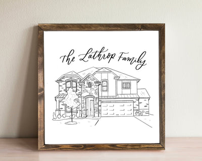 Custom House Portrait Wall Art - Mulberry Market Designs