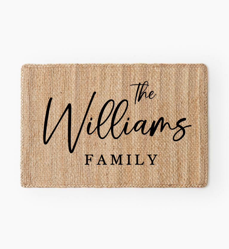 Personalized Family Name Jute Doormat - Mulberry Market Designs