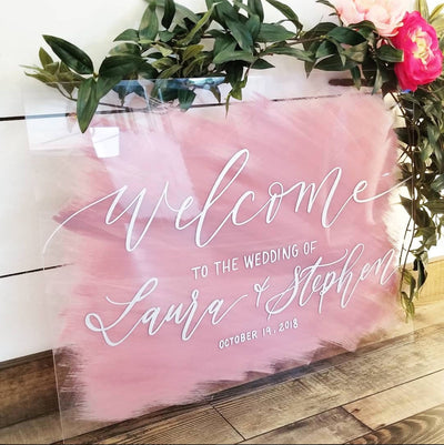 Brushed Acrylic Wedding Welcome Sign - Mulberry Market Designs