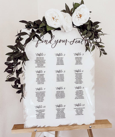 Custom Acrylic Wedding Seating Chart Sign, Acrylic seating chart, Find Your Seat Sign, Custom Seating Chart, Your Seat Awaits, Wedding Seat Assignment Sign - Mulberry Market Designs