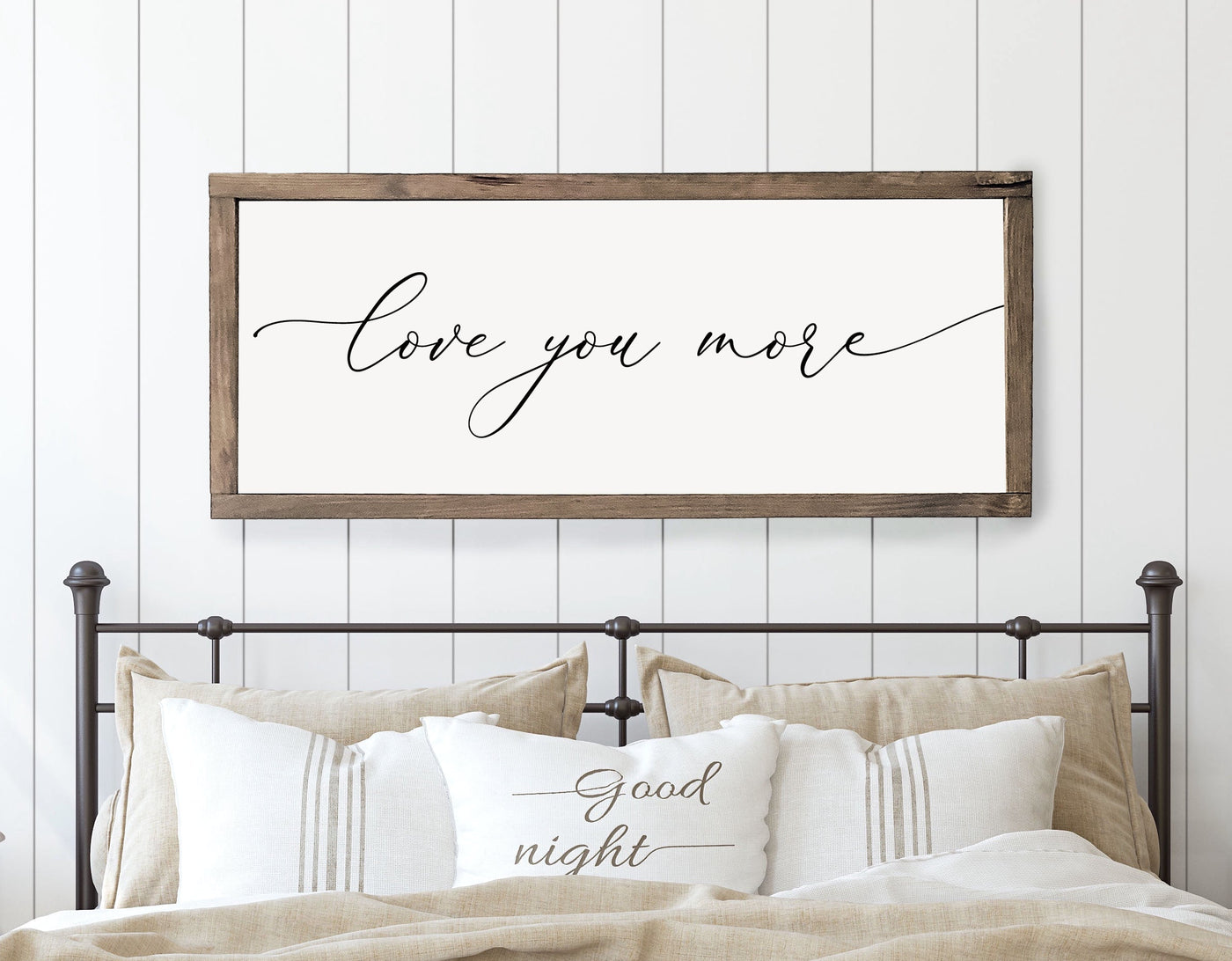 Love You More | Wood Framed Bedroom Sign - Mulberry Market Designs