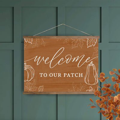 Welcome To Our Patch Fall Hanging Canvas Wall Art - Mulberry Market Designs