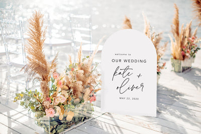 White Arched Acrylic Wedding Welcome Sign - Mulberry Market Designs