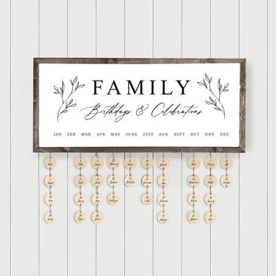 Perpetual Family Birthday Calendar Sign with Tags - Mulberry Market Designs