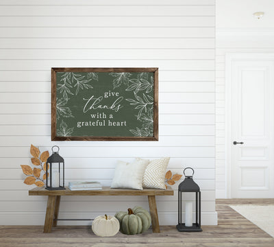 Give Thanks With A Grateful Heart Fall Sign - Mulberry Market Designs