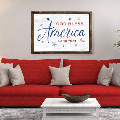 God Bless America | 4th of July | Wood Framed Sign - Mulberry Market Designs