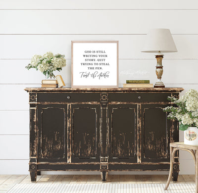 God Is Still Writing Your Story Trust The Author Wood Framed Sign - Mulberry Market Designs