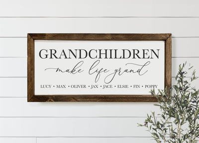 Personalized Grandchildren Make Life Grand Sign - Mulberry Market Designs