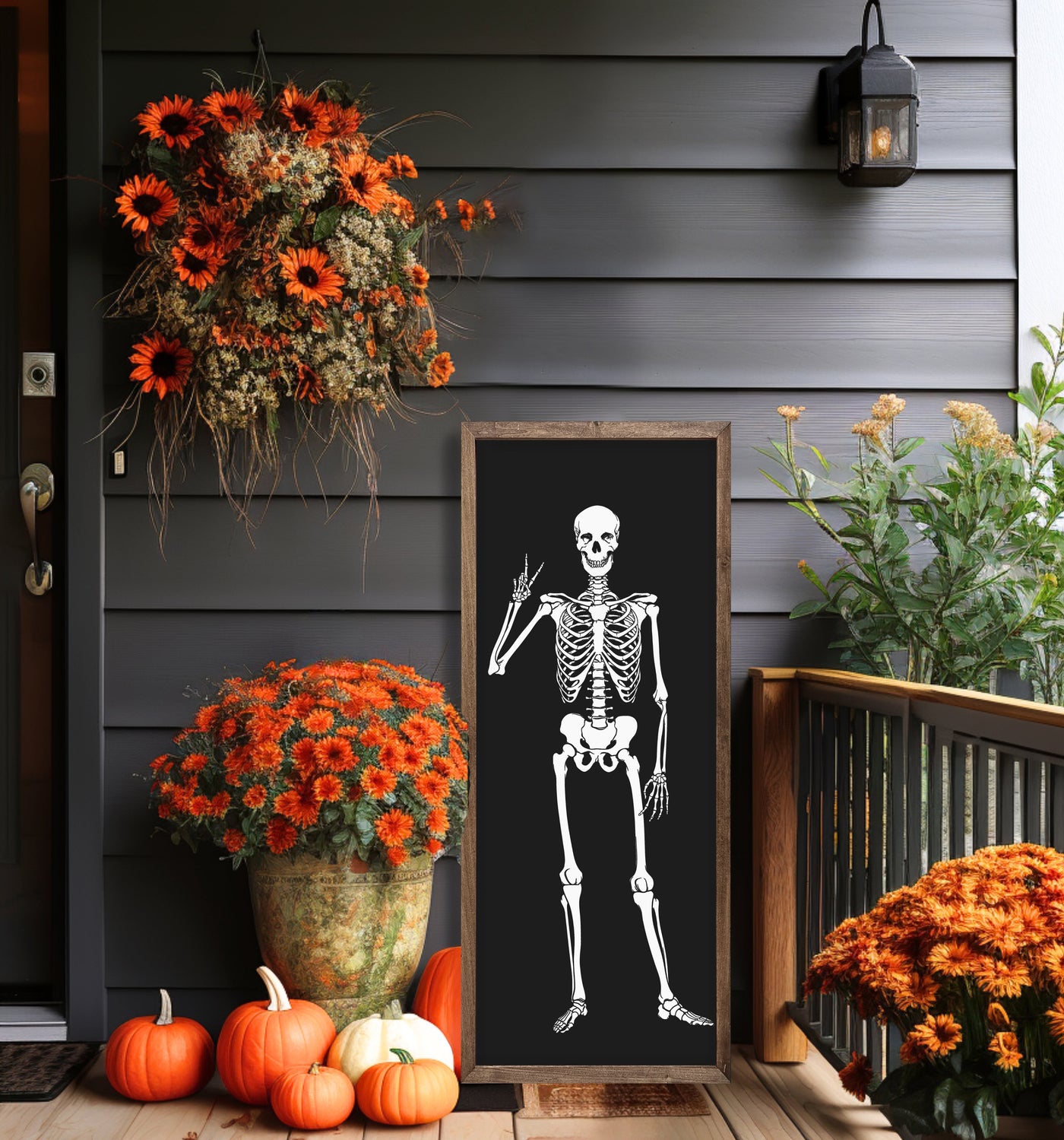 Skeleton Halloween Sign | Wood Framed Sign - Mulberry Market Designs