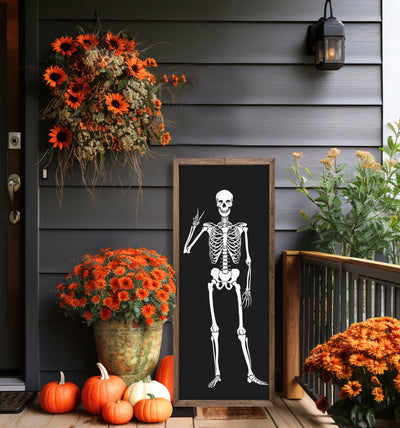 Skeleton Halloween Sign | Wood Framed Sign - Mulberry Market Designs