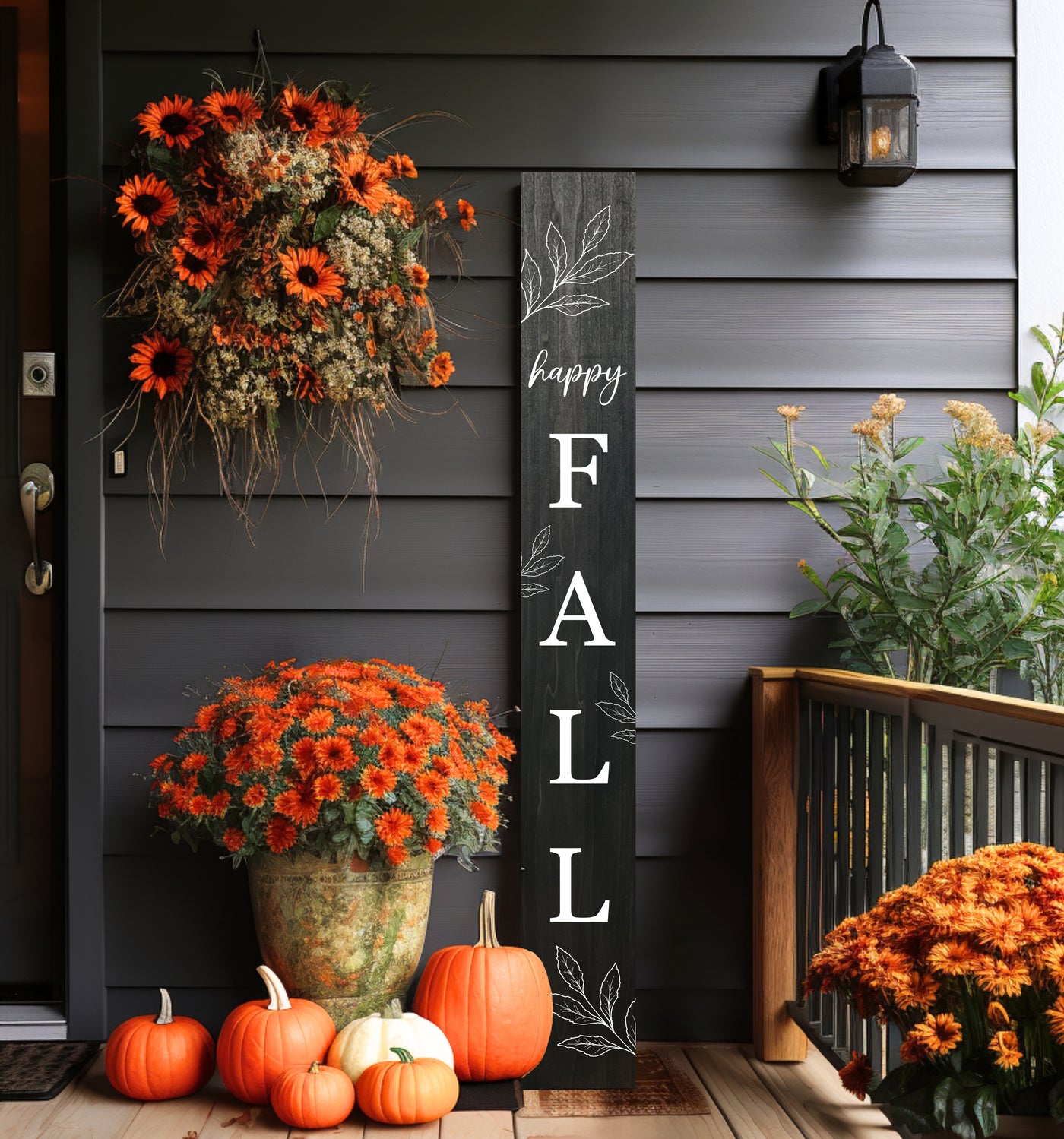 Happy Fall Leaning Porch Sign - Mulberry Market Designs